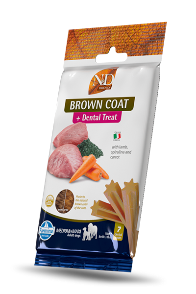 Brown Coat dental treat con cordero, spirulina y zanahoria medium & maxi