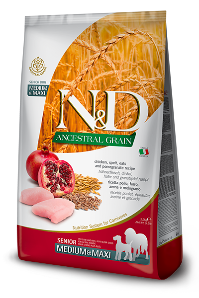 Farmina N&D Ancestral Grain Chicken & Pomegranate Senior Medium & Maxi 12 ק״ג