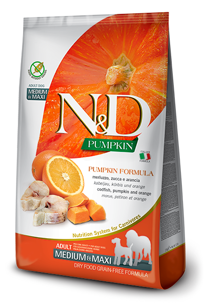 N&D Grain Free Potiron Poisson & Orange Adulte Medium & Maxi