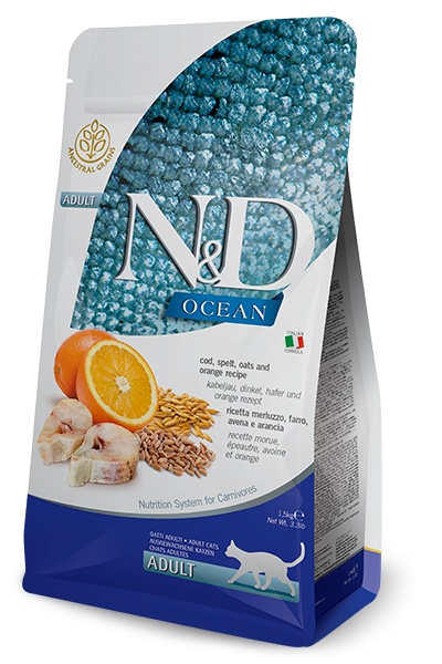 Cod, Spelt, Oats & Orange Adult Dry Cat Food