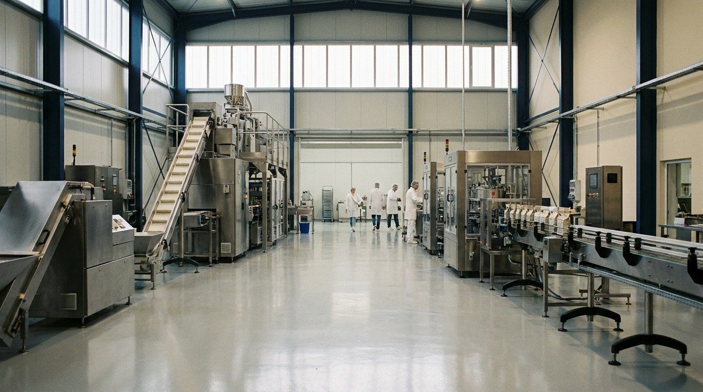 Inside a Farmina production facility: clean production lines and operators at work